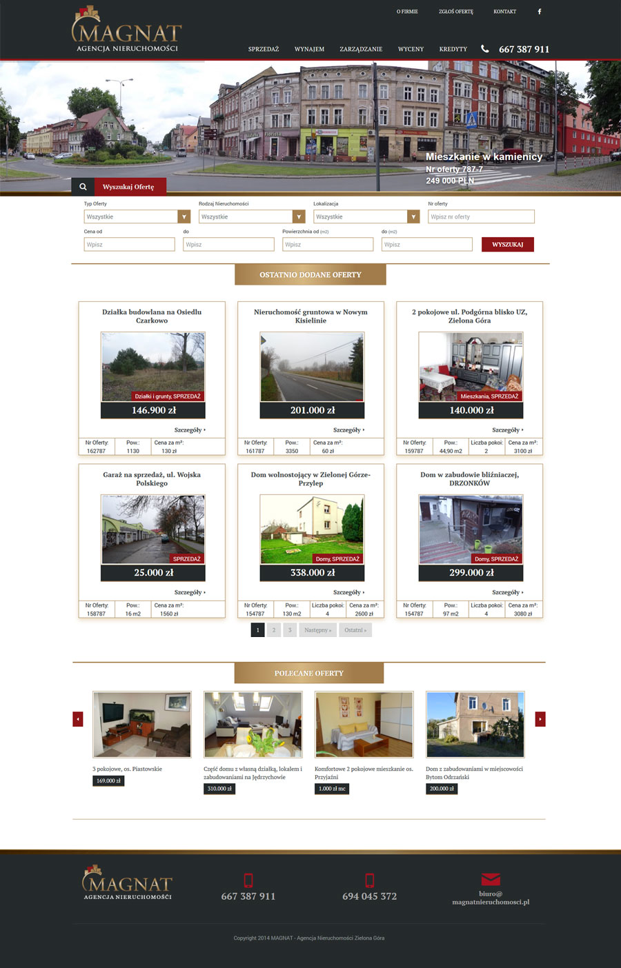 strona internetowa dla biura nieruchomości Zielona Góra